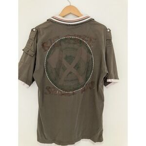 Live Mechanics Distressed Patched Polo Size XL Gorpcore Utility